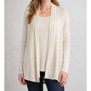 Womens Kinross Cashmere Open Front Cardigan Sweater Cream Size S EUC!